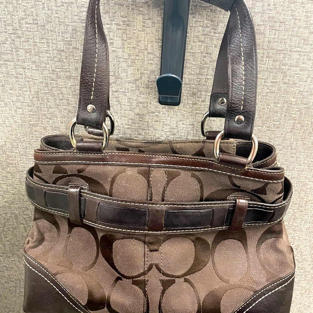 Coach handbag with hand straps